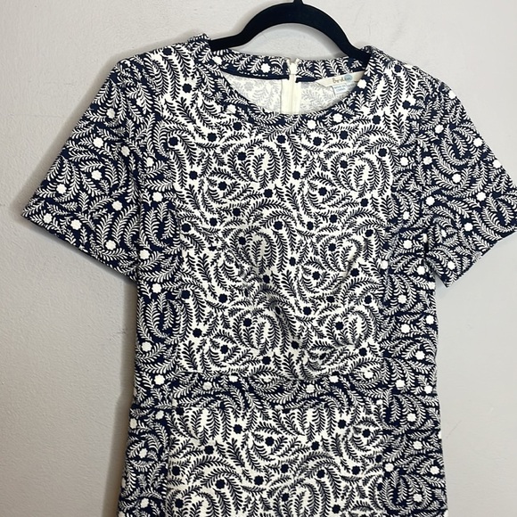 Boden | Isla Textured Blue & White Sheath Dress‎ Size 6 - Picture 2 of 6